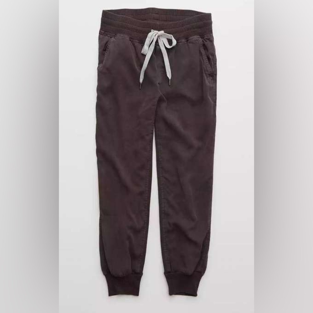 Aerie Dark Purple/Brown Ribbed Woven Lyocell Joggers Size Small EUC - Picture 4 of 14